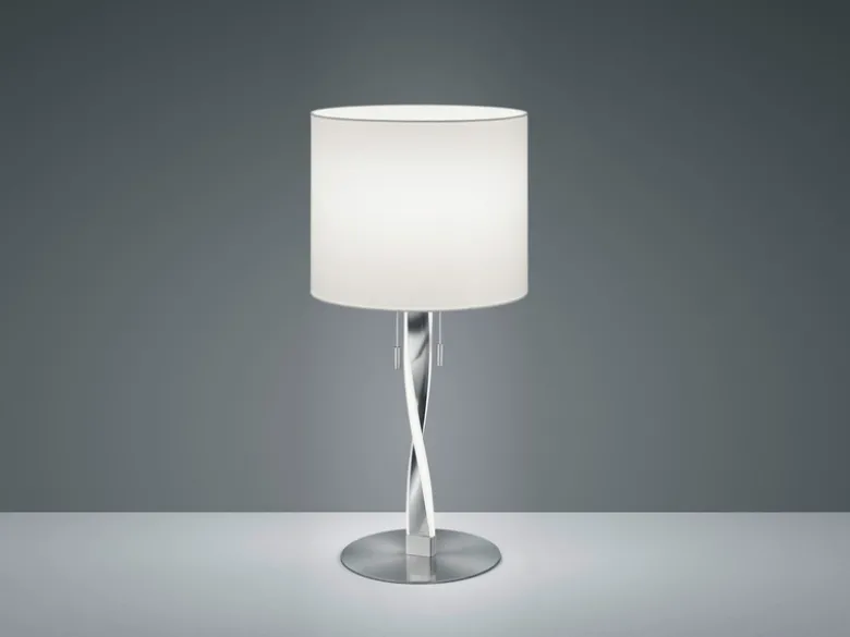 LED Tischlampe NANDOR mit Stoffschirm weiß und beleuchtetem Gestell, Höhe 62cm