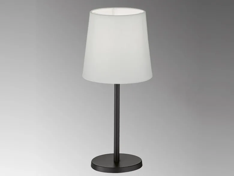 LED Tischlampe Schwarz mit Lampenschirm Stoff Weiß, Höhe 30cm