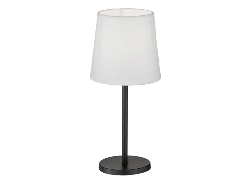 LED Tischlampe Schwarz mit Lampenschirm Stoff Weiß, Höhe 30cm