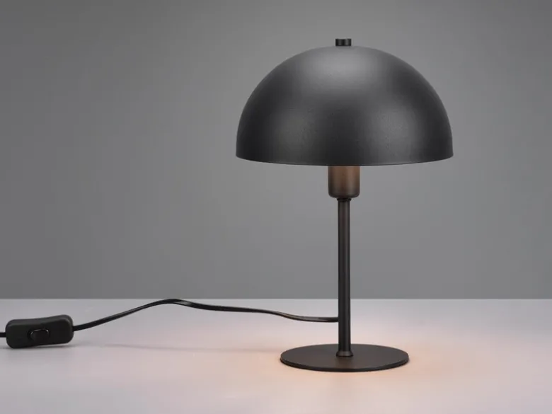 LED Tischleuchte aus Metall Schwarz, Lampenschirm innen Gold, Höhe 30cm