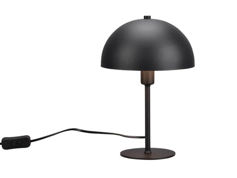LED Tischleuchte aus Metall Schwarz, Lampenschirm innen Gold, Höhe 30cm