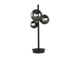 LED Tischleuchte BALA Schwarz mit 3 Rauchglas Kugeln, Höhe 48cm