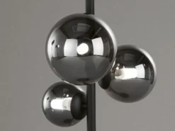 LED Tischleuchte BALA Schwarz mit 3 Rauchglas Kugeln, Höhe 48cm