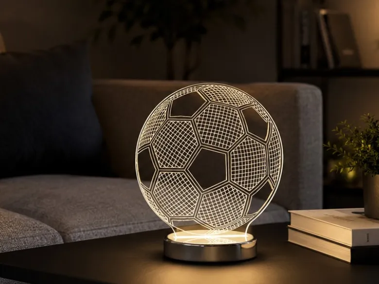 LED Tischleuchte BALL 3D Fußball Lichtfarbe einstellbar Höhe 22cm
