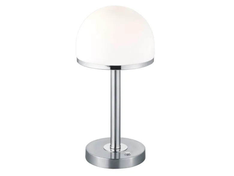 LED Tischleuchte BERLIN Silber mit Glas Lampenschirm dimmbar, Höhe 39cm