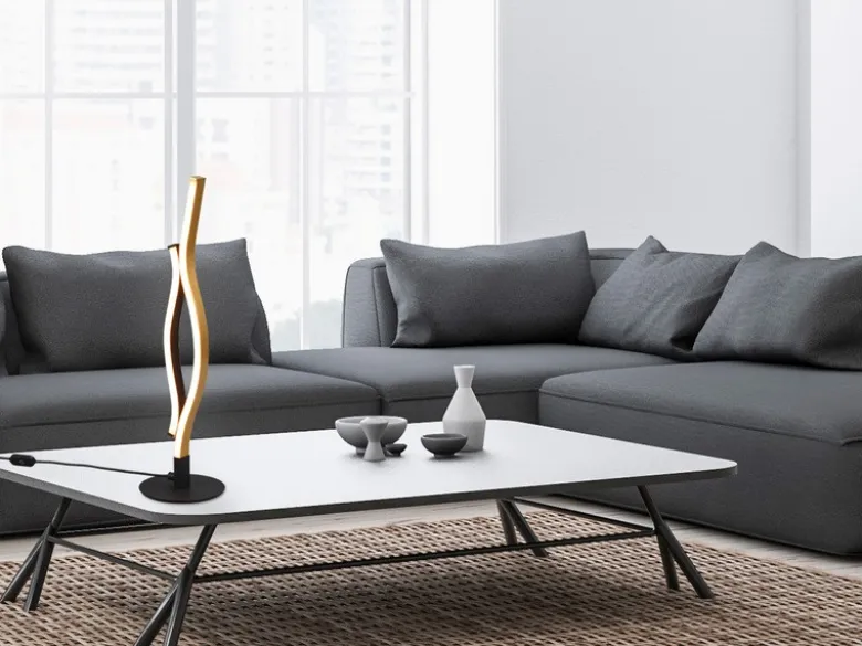 LED Tischleuchte BLAZE Lichtfarbe einstellbar dimmbar Schwarz Gold, Höhe 48cm