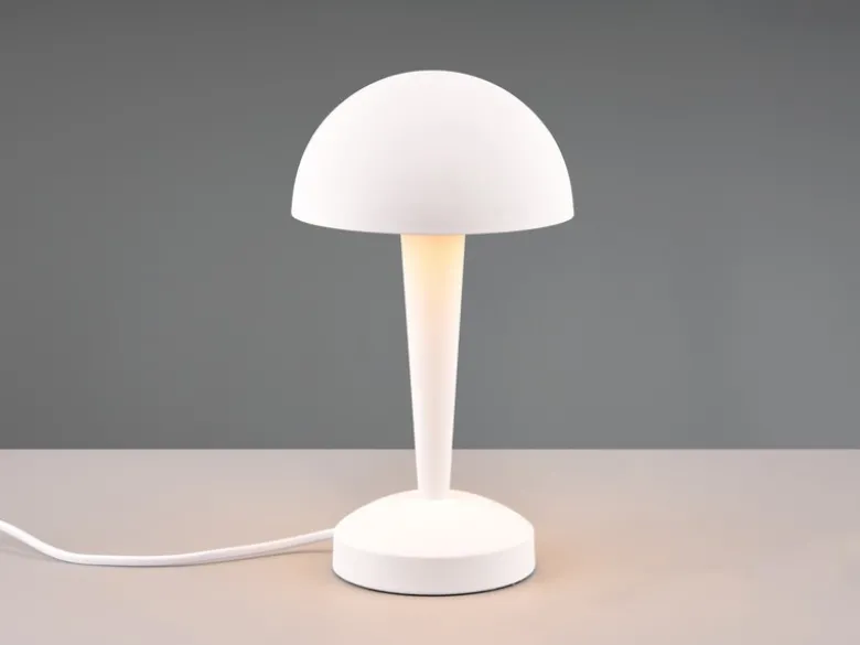 LED Tischleuchte CANARIA aus Metall mit Touchfunktion Weiß Gold, Höhe 26cm
