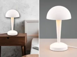 LED Tischleuchte CANARIA aus Metall mit Touchfunktion Weiß Gold, Höhe 26cm