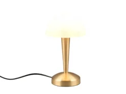 LED Tischleuchte CANARIA mit Glasschirm Touchfunktion Messing, Höhe 26cm