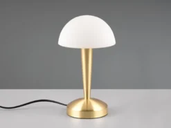 LED Tischleuchte CANARIA mit Glasschirm Touchfunktion Messing, Höhe 26cm