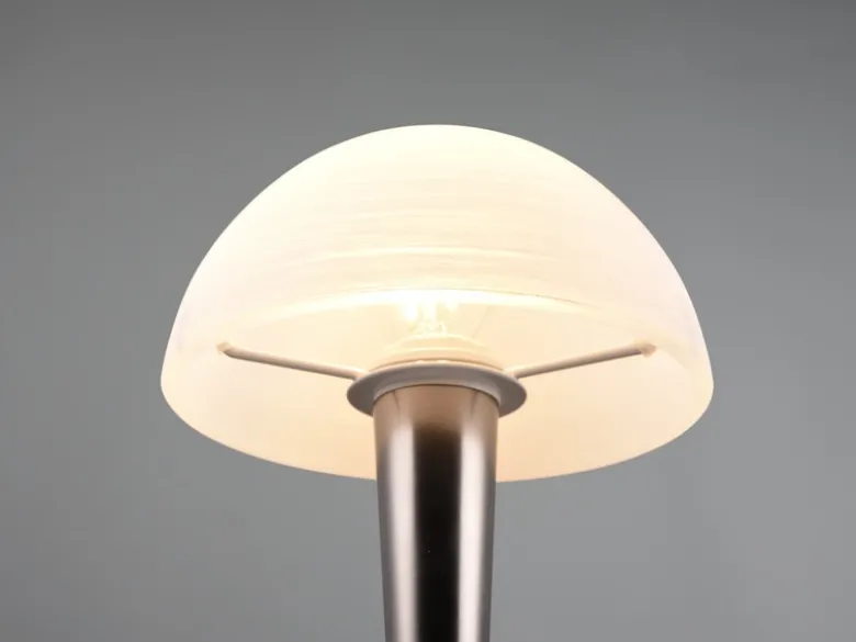 LED Tischleuchte CANARIA mit Glasschirm Touchfunktion Schwarz Chrom, Höhe 26cm