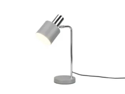 LED Tischleuchte Chrom & Metallschirm Grau Höhe 44cm