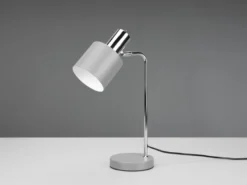 LED Tischleuchte Chrom & Metallschirm Grau Höhe 44cm