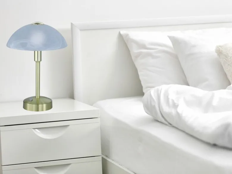 LED Tischleuchte DONNA dimmbar, Messing mit Glasschirm, Höhe 30cm