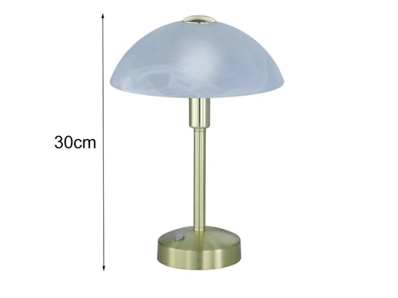 LED Tischleuchte DONNA dimmbar, Messing mit Glasschirm, Höhe 30cm