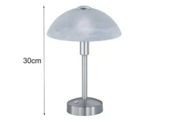 LED Tischleuchte DONNA dimmbar, Silber mit Glasschirm, Höhe 30cm