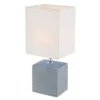 LED Tischleuchte eckig mit Keramikfuß und Stoffschirm, Grau, Höhe 29cm