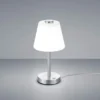 LED Tischleuchte EMERALD Silber matt, Glaslampenschirm Weiß, Höhe 29cm
