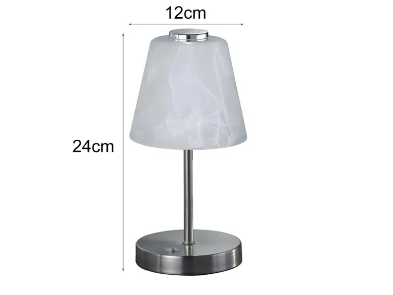LED Tischleuchte EMMY Metall 4-fach Dimmer Silber matt, Höhe 24cm