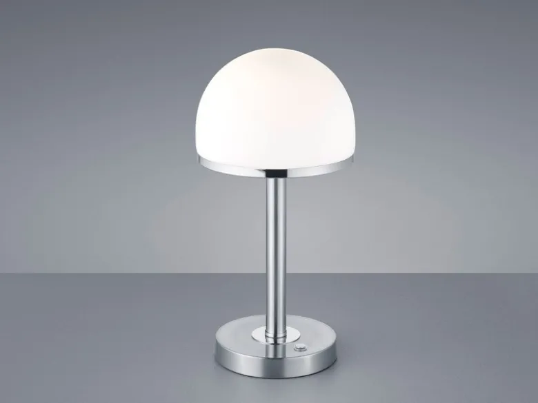 LED Tischleuchte 2er Set Silber mit Glas Lampenschirm dimmbar, Höhe 39cm