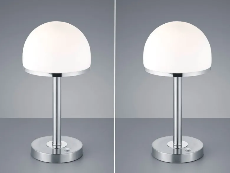 LED Tischleuchte 2er Set Silber mit Glas Lampenschirm dimmbar, Höhe 39cm