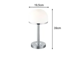 LED Tischleuchte 2er Set Silber mit Glas Lampenschirm dimmbar, Höhe 39cm
