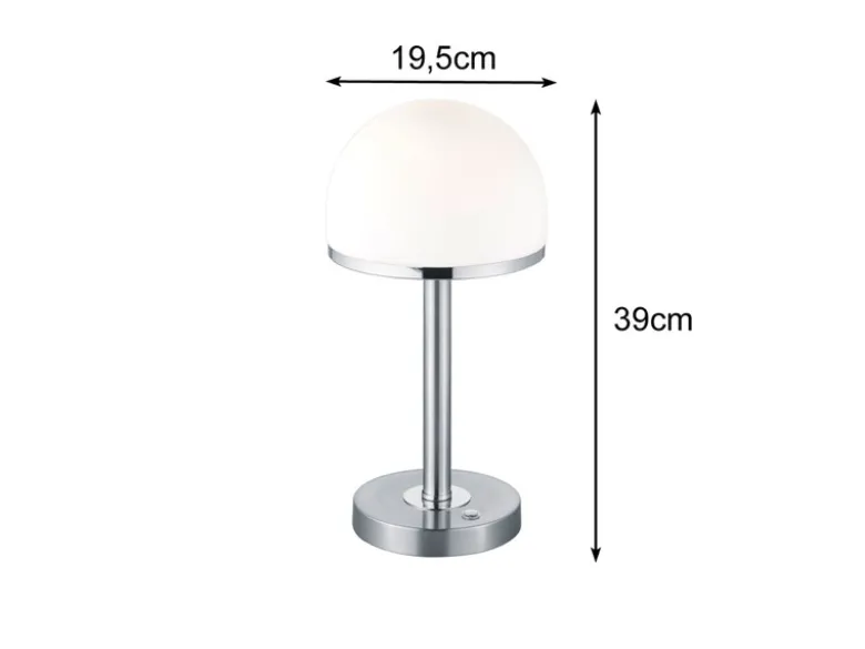 LED Tischleuchte 2er Set Silber mit Glas Lampenschirm dimmbar, Höhe 39cm