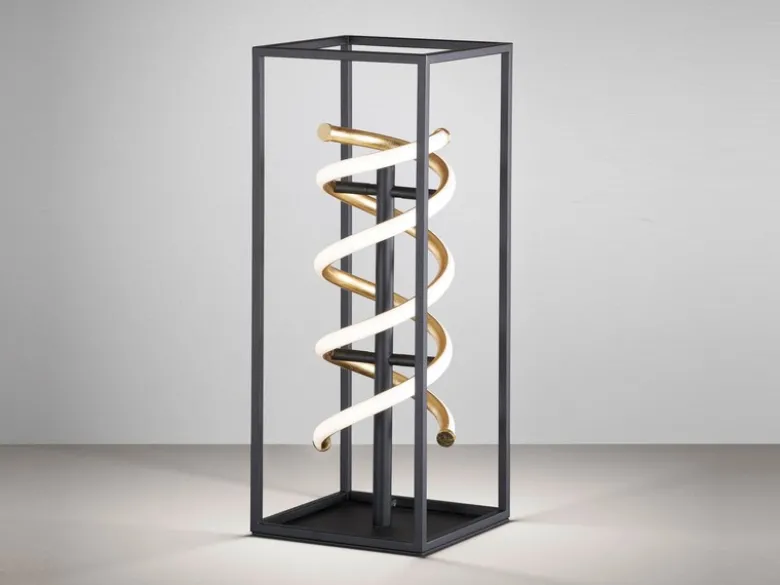 LED Tischleuchte GIAN Schwarz Gold dimmbar, Höhe 50cm