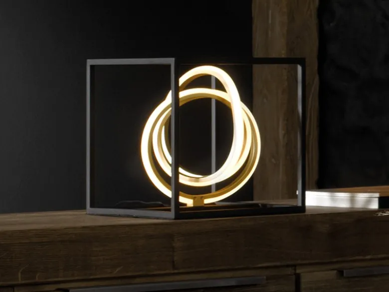 LED Tischleuchte GISI Schwarz Gold mit Sensordimmer, Höhe 25cm