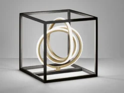 LED Tischleuchte GISI Schwarz Gold mit Sensordimmer, Höhe 25cm