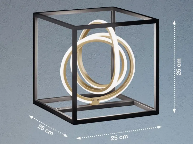 LED Tischleuchte GISI Schwarz Gold mit Sensordimmer, Höhe 25cm