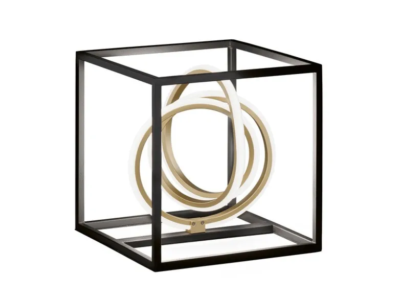 LED Tischleuchte GISI Schwarz Gold mit Sensordimmer, Höhe 25cm