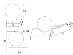 LED Tischleuchte Glaskugel Weiß Sockel Silber - Touch dimmbar, Höhe 15cm