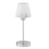 LED Tischleuchte Glasschirm Weiß Sockel Silber - Touch dimmbar, Höhe 32cm