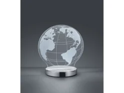 LED Tischleuchte GLOBE 3D Optik Chrom Lichtfarbe einstellbar, Höhe 20cm