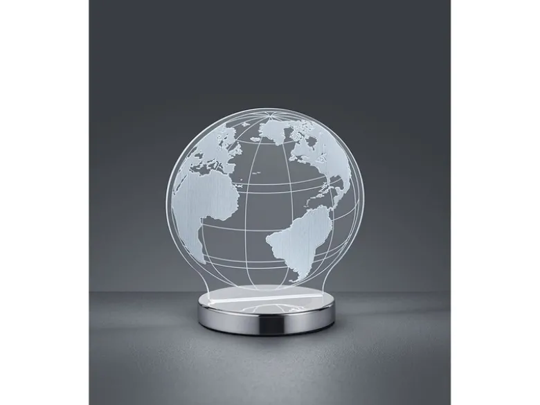 LED Tischleuchte GLOBE 3D Optik Chrom Lichtfarbe einstellbar, Höhe 20cm