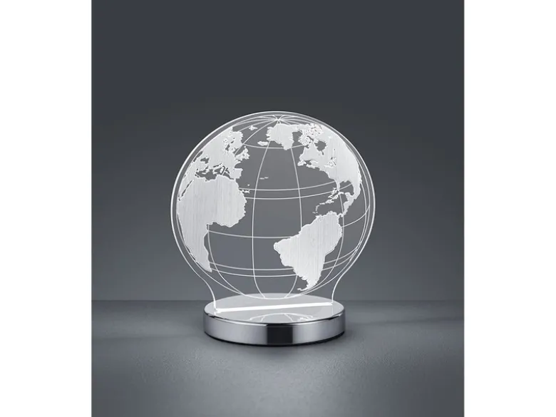 LED Tischleuchte GLOBE 3D Optik Chrom Lichtfarbe einstellbar, Höhe 20cm
