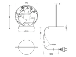 LED Tischleuchte GLOBE 3D Optik Chrom Lichtfarbe einstellbar, Höhe 20cm