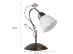 LED Tischleuchte in Rostoptik mit Blätter Deko, Höhe 32cm