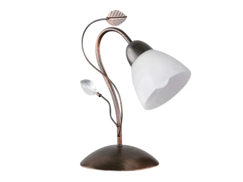 LED Tischleuchte in Rostoptik mit Blätter Deko, Höhe 32cm