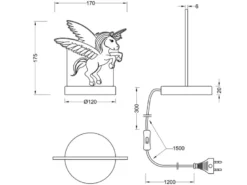 LED Tischleuchte KARO Einhorn 3D Optik, Lichtfarbe einstellbar, Höhe 17cm