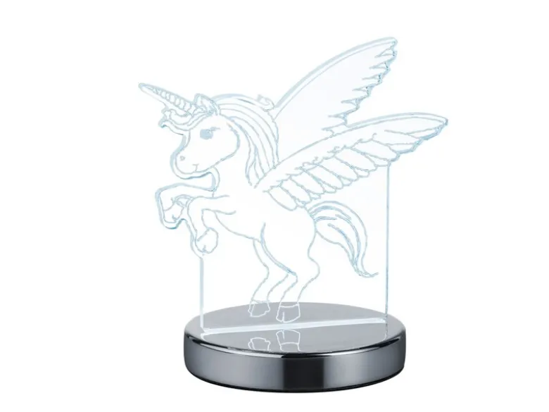 LED Tischleuchte KARO Einhorn 3D Optik, Lichtfarbe einstellbar, Höhe 17cm