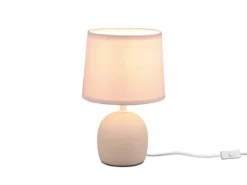 LED Tischleuchte Keramikfuß & Stoffschirm Beige, Höhe 26cm