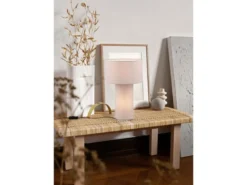 LED Tischleuchte Korpus und Lampenschirm Stoff Ultimate Grau, Höhe 40cm