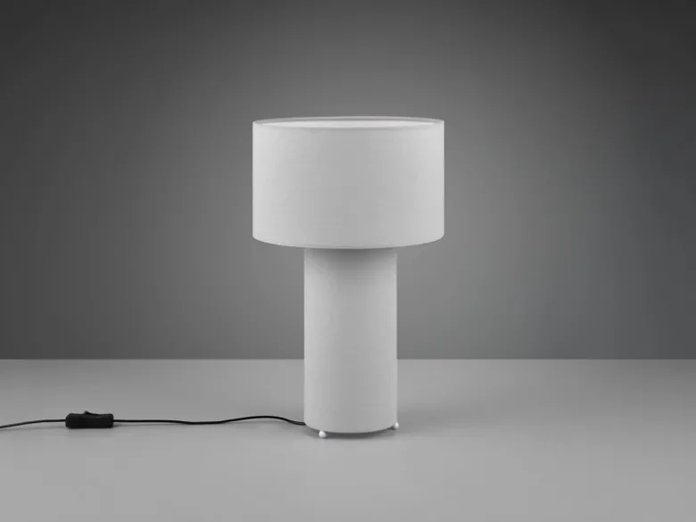 LED Tischleuchte Korpus und Lampenschirm Stoff Ultimate Grau, Höhe 40cm