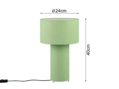 LED Tischleuchte Korpus und Lampenschirm Stoff Pistaziengrün, Höhe 40cm