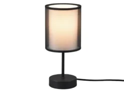 LED Tischleuchte 2-lagig Stoff Organza transparent Schwarz innen Weiß, Höhe 28cm