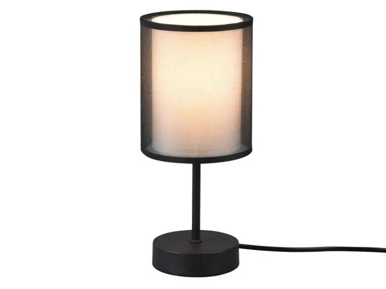 LED Tischleuchte 2-lagig Stoff Organza transparent Schwarz innen Weiß, Höhe 28cm