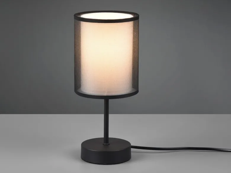 LED Tischleuchte 2-lagig Stoff Organza transparent Schwarz innen Weiß, Höhe 28cm