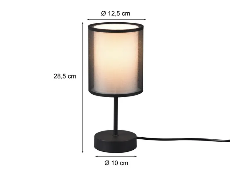 LED Tischleuchte 2-lagig Stoff Organza transparent Schwarz innen Weiß, Höhe 28cm